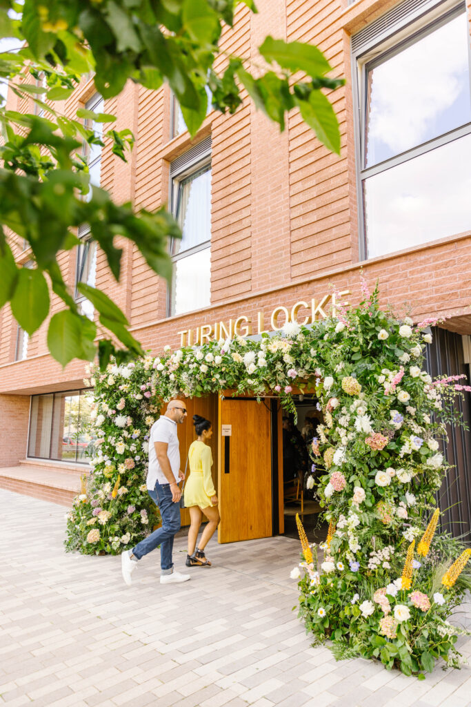 Guests were greeted by a floral bespoke entrance arch at the in person activation event