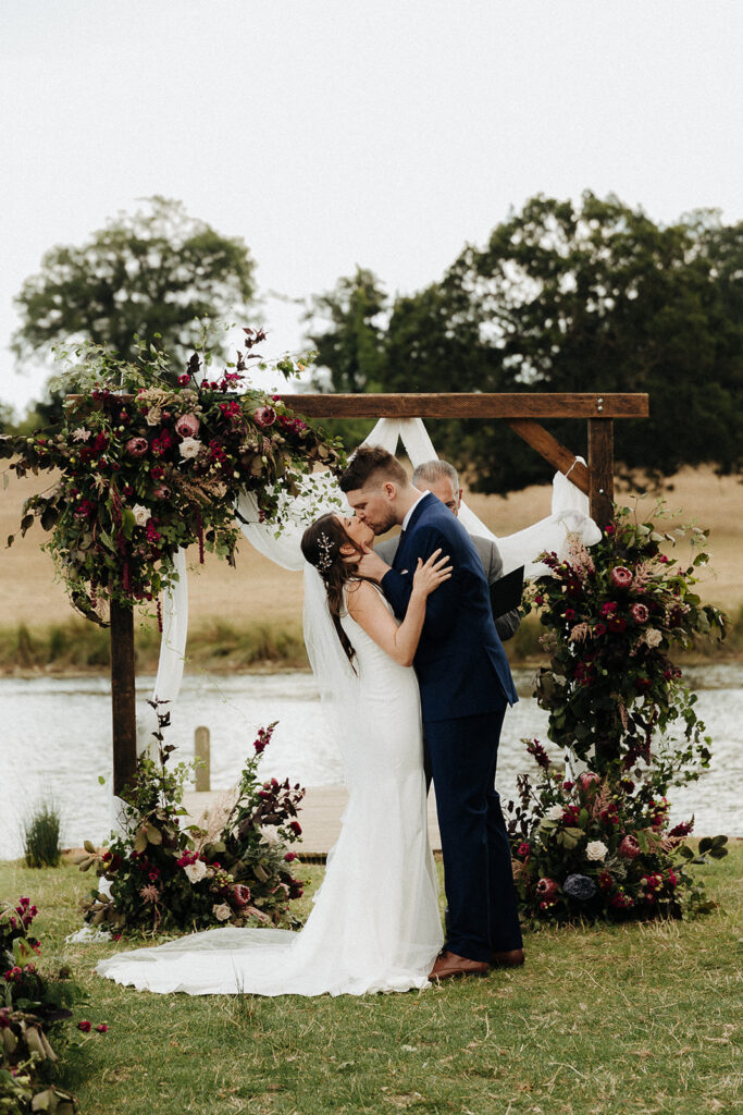 A& B's outdoor lakeside ceremony blessing at Sibton Park, Wilderness Reserve