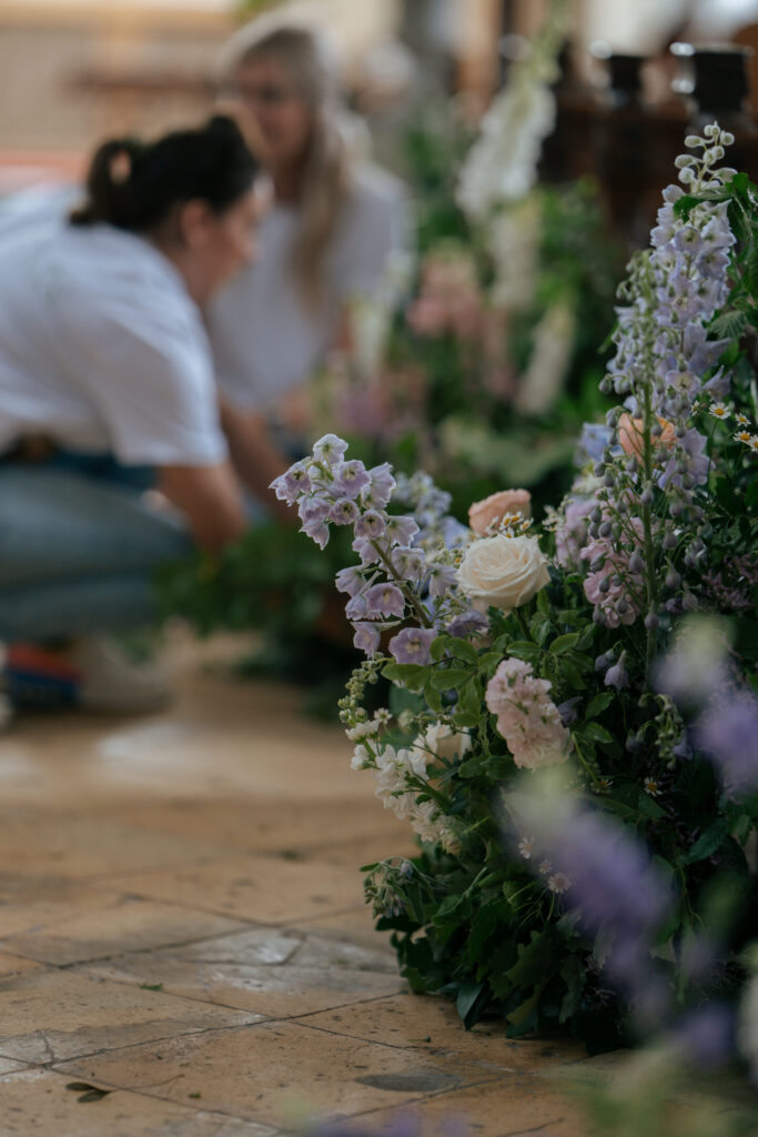 English country garden inspired florals for countryside church wedding