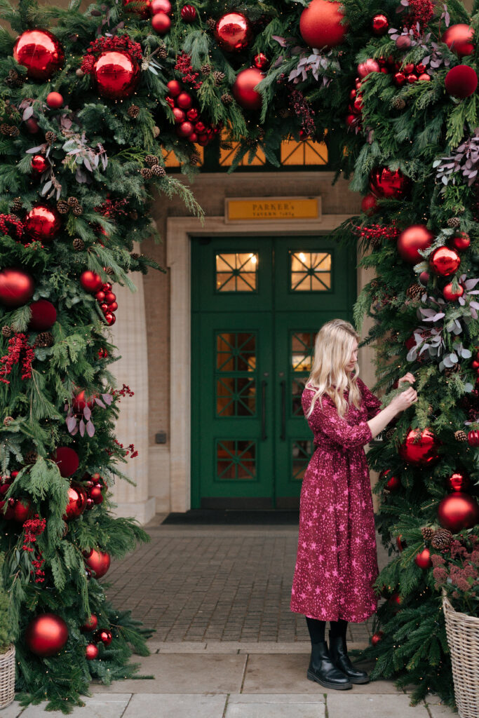 Specialists in luxury floral installations for brands and businesses. See how a festive floral arch transformed a luxury hotel in Cambridge.